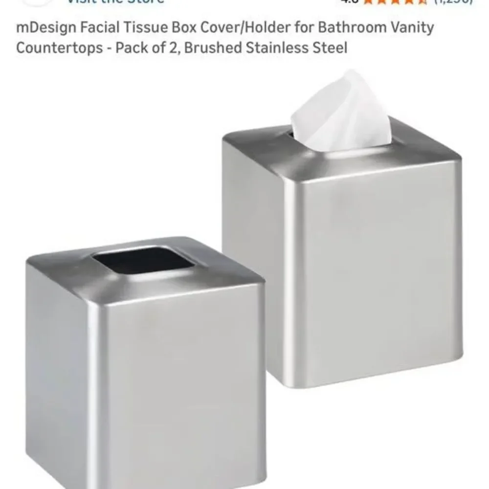 mDesign Tissue Box Cover Holder - Brushed Stainless Steel (4 of them)